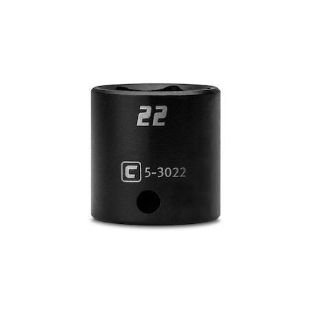 Capri Tools 3/8 in Drive 22 mm 6-Point Shallow Impact Socket 5-3022